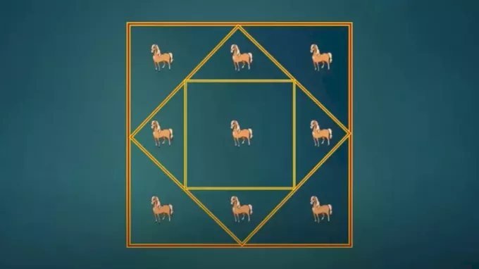 Logical challenge: how to isolate the 9 horses by means of two squares?