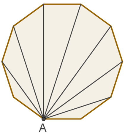 Diagonaler som börjar från samma toppunkt i decagon