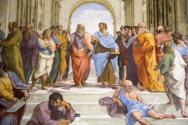 Plato en Aristoteles in de school van Athene