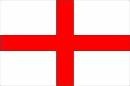 ინგლისის დროშა წითელი ჯვრით და თეთრი ფონით.