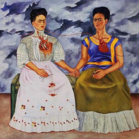 Maleri af The Two Kridas af den surrealistiske kunstner Frida Khalo.