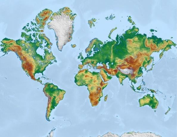 карта на физическия свят