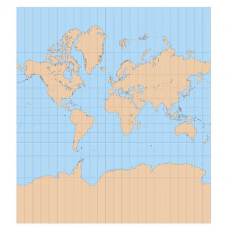 Planisphere izdelan na podlagi Mercatorjeve projekcije.