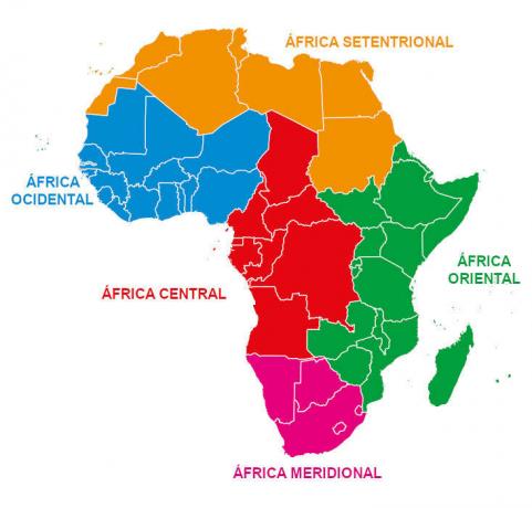 Afrika je rozdělena do pěti hlavních regionů.
