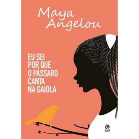 Omslag til boken I Know Why the Bird Sings in the Cage, av Maya Angelou, utgitt av Astral Cultural. [2]