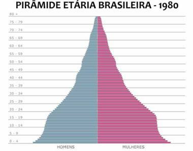 브라질 인구의 연령 피라미드. 브라질 인구