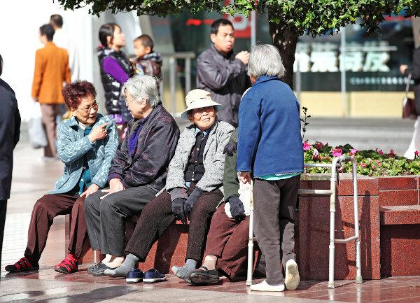 Group of elderly Chinese women in Shanghai. [1]