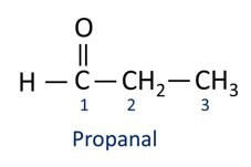 Propanalo struktūrinė formulė 
