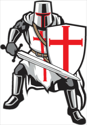 Soldaat met het symbool van de kruistochten