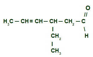Structural formula of 3-ethylhex-4-enal
