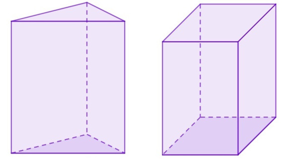 Driehoekige en vierkante prisma's respectievelijk.