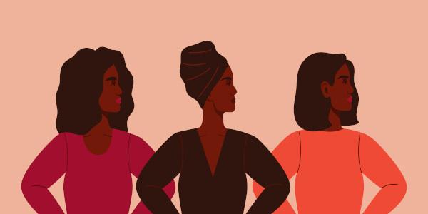 Illustration of three black women together, representing black resistance.