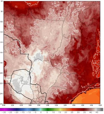 Værmeldingskart over Mato Grosso og Mato Grosso do Sul