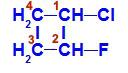 1-chlor-2-fluor-ciklobutano struktūrinė formulė