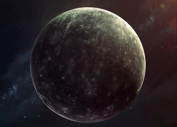 Mercury is a planet that has a dark surface.