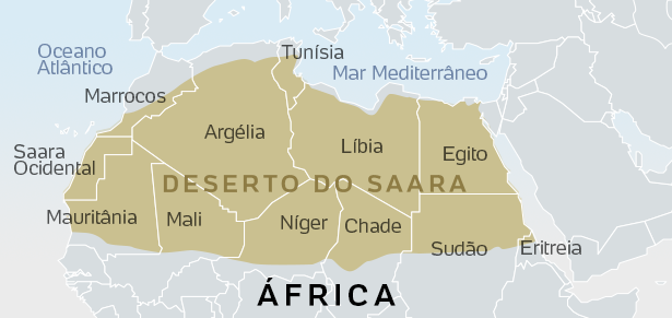 Zemljevid puščave Sahara