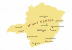 Peta Minas Gerais (kota, jalan, mesoregion)