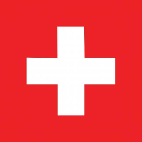 Vlajka Švajčiarska, jedna z mála národných vlajok štvorcového tvaru.