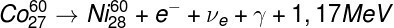 Пример гамма-распада вместе с испусканием электрона и электронного нейтрино.
