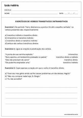 transitive and intransitive verb exercises