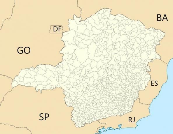 Minas Gerais politiske kart