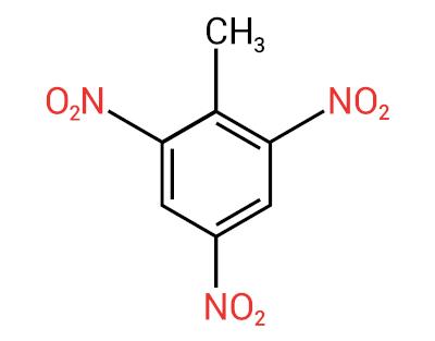  Trinitrotolueenin kemiallinen rakenne