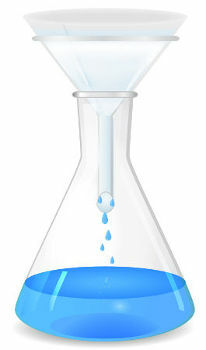 Glass funnel attached to the Erlenmeyer flask