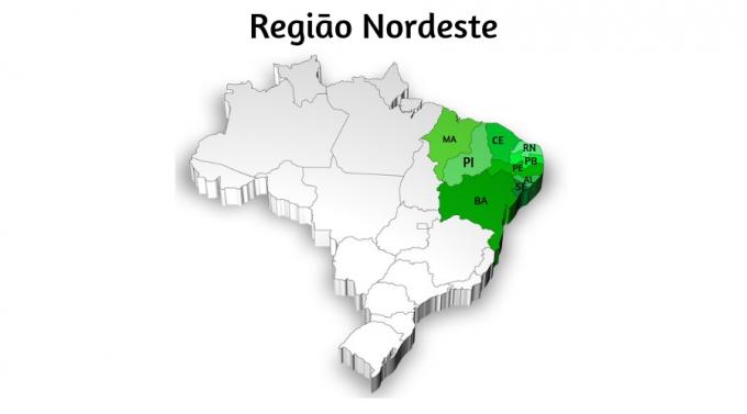 Severovýchodní region je region s největším počtem států.
