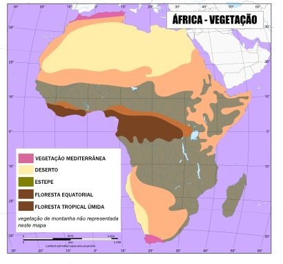 Kart over vegetasjonstyper i Afrika *