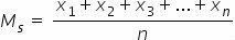 Formula za izračun enostavne aritmetične sredine