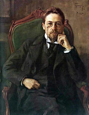 Anton Tšehhovi portree, Osip Brazzi (1872–1936) teos.