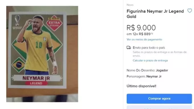 Nálepka Neymar na albu poháru se prodává za více než 7 minimálních mezd