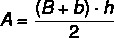 Формула за изчисляване на площта на трапец.