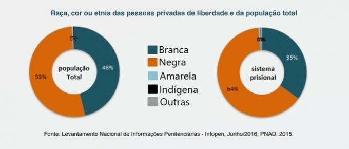 Zapor v Braziliji glede na raso, barvo in narodnost