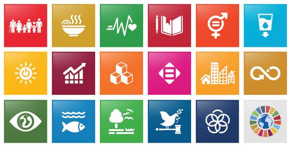 Grafisk repræsentation af målene for bæredygtig udvikling (SDG).