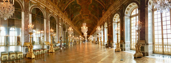 Mirror Gallery, where the Treaty of Versailles was signed.**