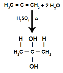 Equazione della reazione di idratazione dell'alcadiene accumulato