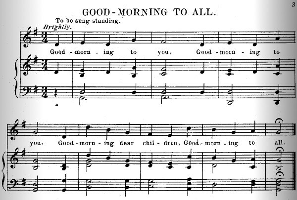 Stranica s Dobro jutro svima u Pjesmama za kolekciju vrtića
