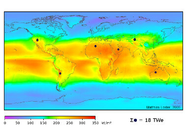 Kart over solstrålingen mottatt av jorden