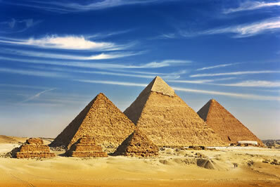 The Great Pyramid of Giza, center