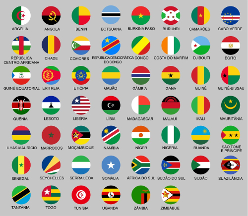 Afrika'daki ülkelerin bayrakları.