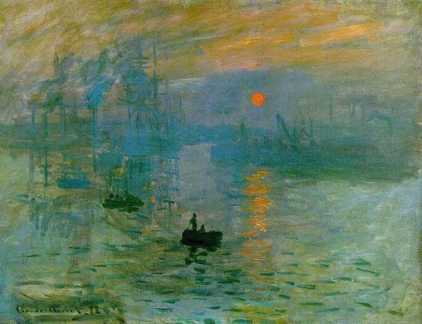 trykk, soloppgang, av Monet