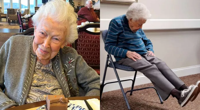 Femeia de 102 ani este „bunica de fitness” și predă cursuri de gimnastică acasă