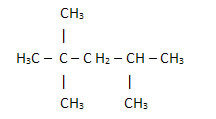 Simplified structural formula of a hydrocarbon present in gasoline