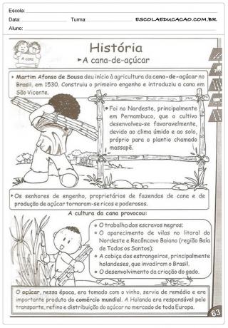 Actividades de Historia de 5to grado - Caña de Azúcar