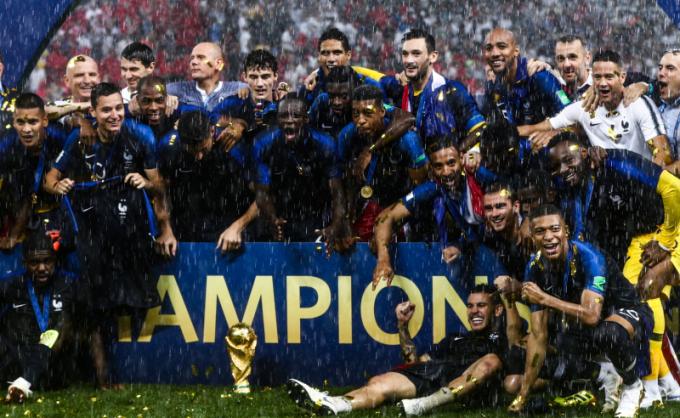 French national team, two-time world champion in 2018, at the World Cup in Russia