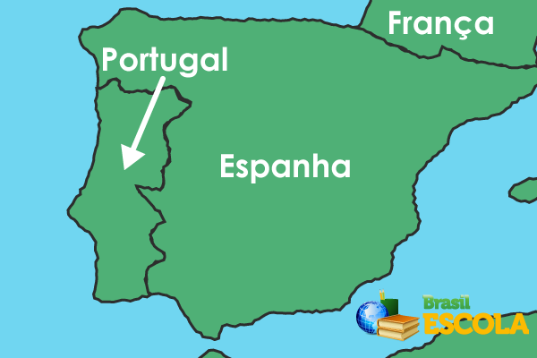 ייצוג חצי האי האיברי, בו שכנו ממלכות פורטוגל וספרד. שתי הממלכות אוחדו בהנהגת הכתר הספרדי.