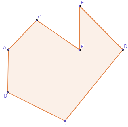 عدد أضلاع المضلع سبعة ، وبالتالي فإن المضلع شكل سباعي.