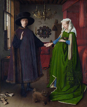 Tela La coppia Arnolfini, di Jan van Eyck (1390-1441)