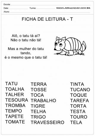 Lehe T-tähe lugemine - armadillo